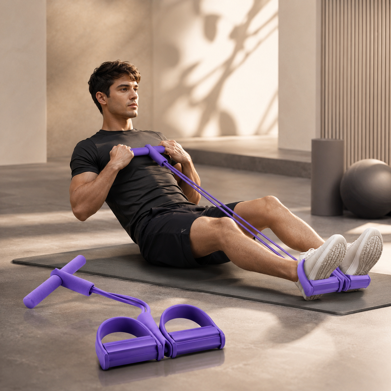 Resistance Band with Foot Pedals & Handle | Full Body Home Workout