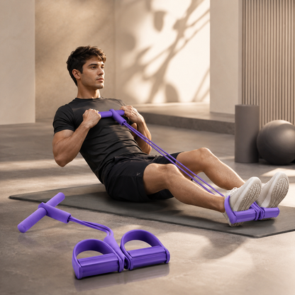 Resistance Band with Foot Pedals & Handle | Full Body Home Workout
