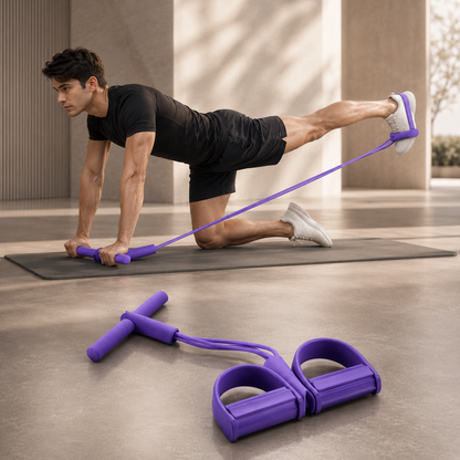 Resistance Band with Foot Pedals & Handle | Full Body Home Workout