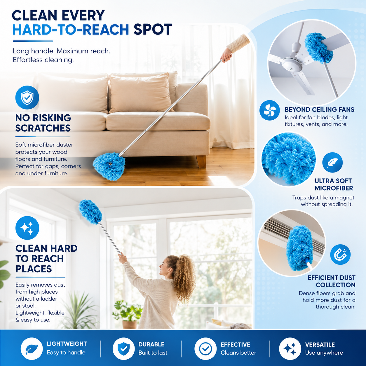 Clean Ceiling Fans in 30 Seconds — No Ladder, No Dust on Your Face